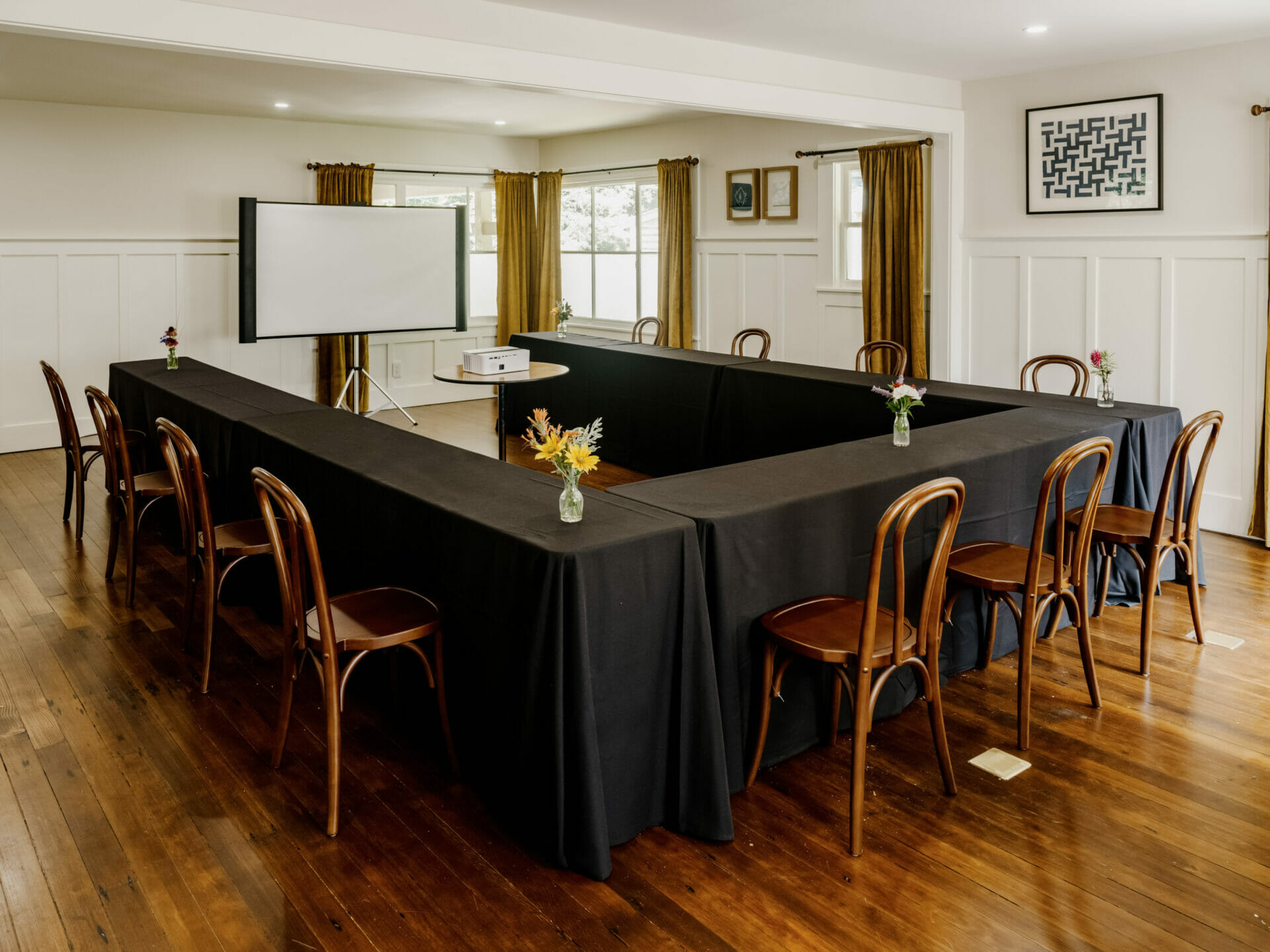 Conference room table at Dawn Ranch